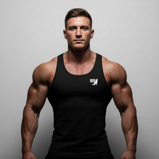 IRON BEAST BODY Minimal Edge Tanktop - Premium Fitness Tanktop in weißem kleinen Logo