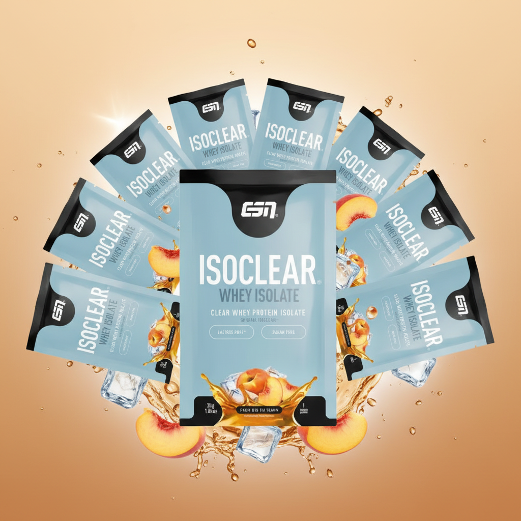 ESN Isoclear 10 x 30g Probe Pfirsich Eistee - Clear Whey Isolat Probier-Set mit 10 Einzelportionen