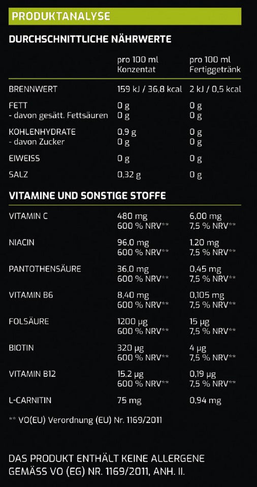 Fitness Getränkekonzentrat - Zitrone - mit 7 wertvollen Vitaminen ergibt 80 Liter
