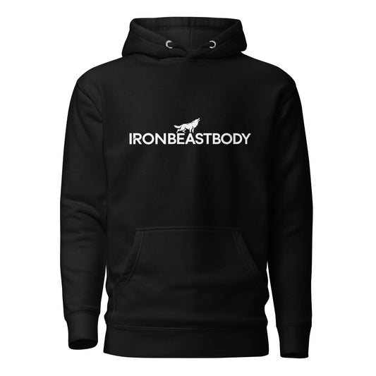 IRON BEAST BODY Unisex Premium Hoodie schwarz, Fitness Gym Training Bodybuilding