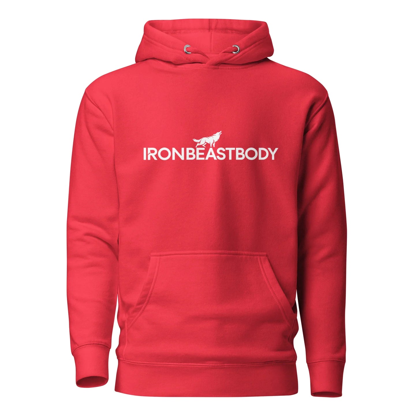IRON BEAST BODY Premium Gym Hoodie in Rot, Fitness Training Unisex Pullover