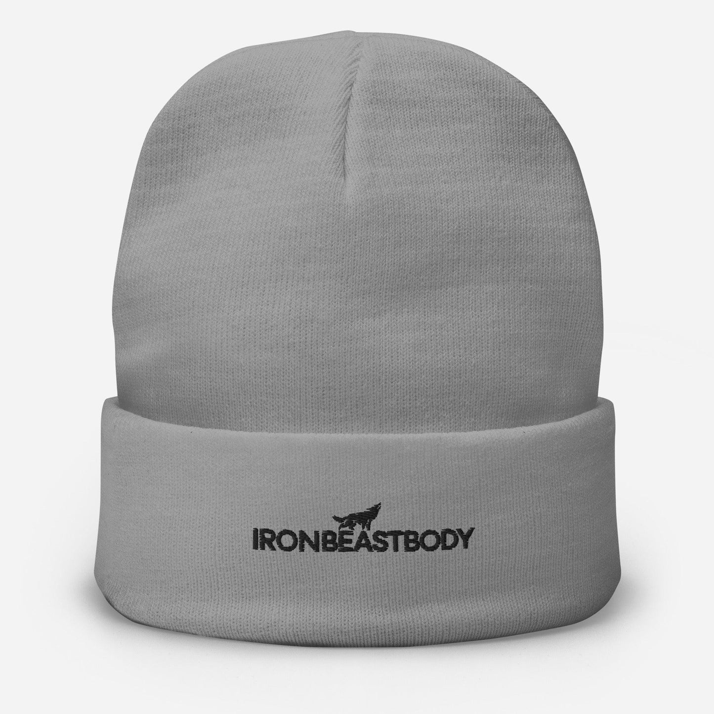 IRON BEAST BODY Strickmütze grau, Gym Beanie, Premium Fitness-Accessoire für Training