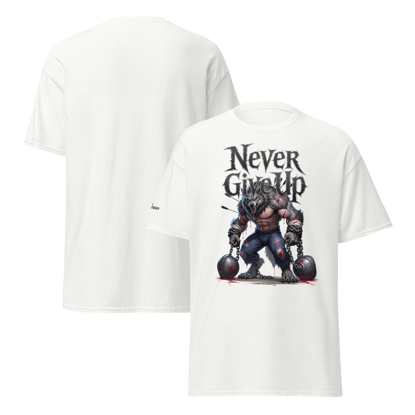 IBB T-Shirt weiß Never give up