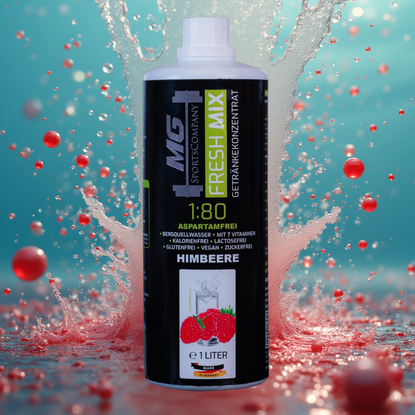 Fitness Getränkekonzentrat - Himbeere - mit 7 wertvollen Vitaminen ergibt 80 Liter