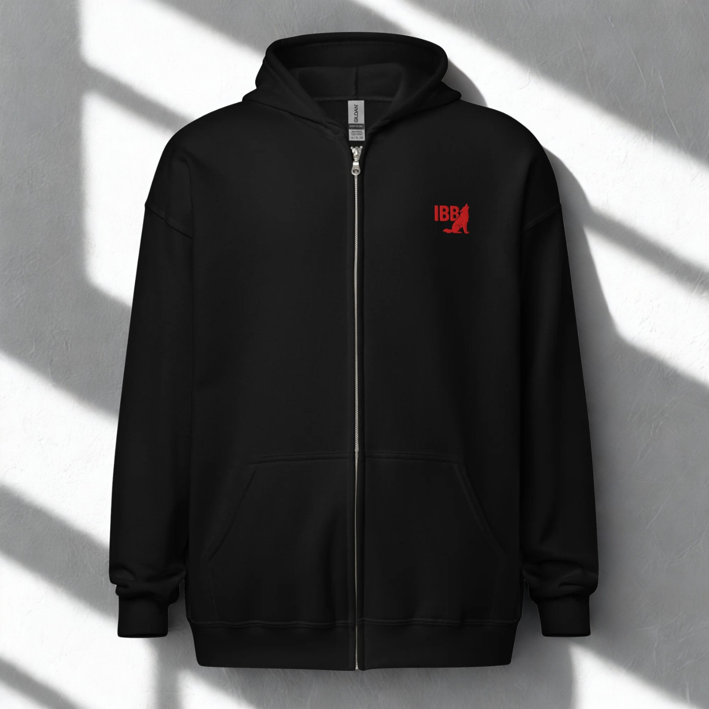 IBB Heavy-Blend Zip Hoodie rotes Logo