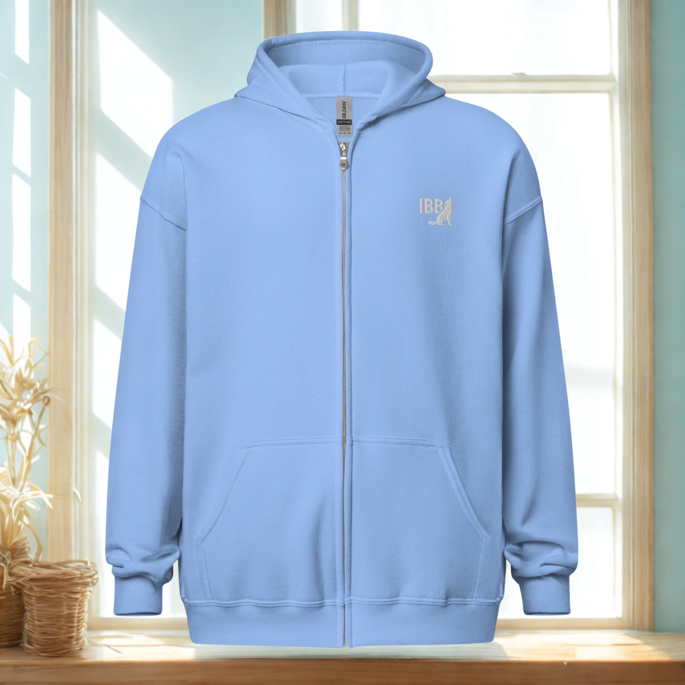 IBB Heavy-Blend Zip Hoodie white Logo