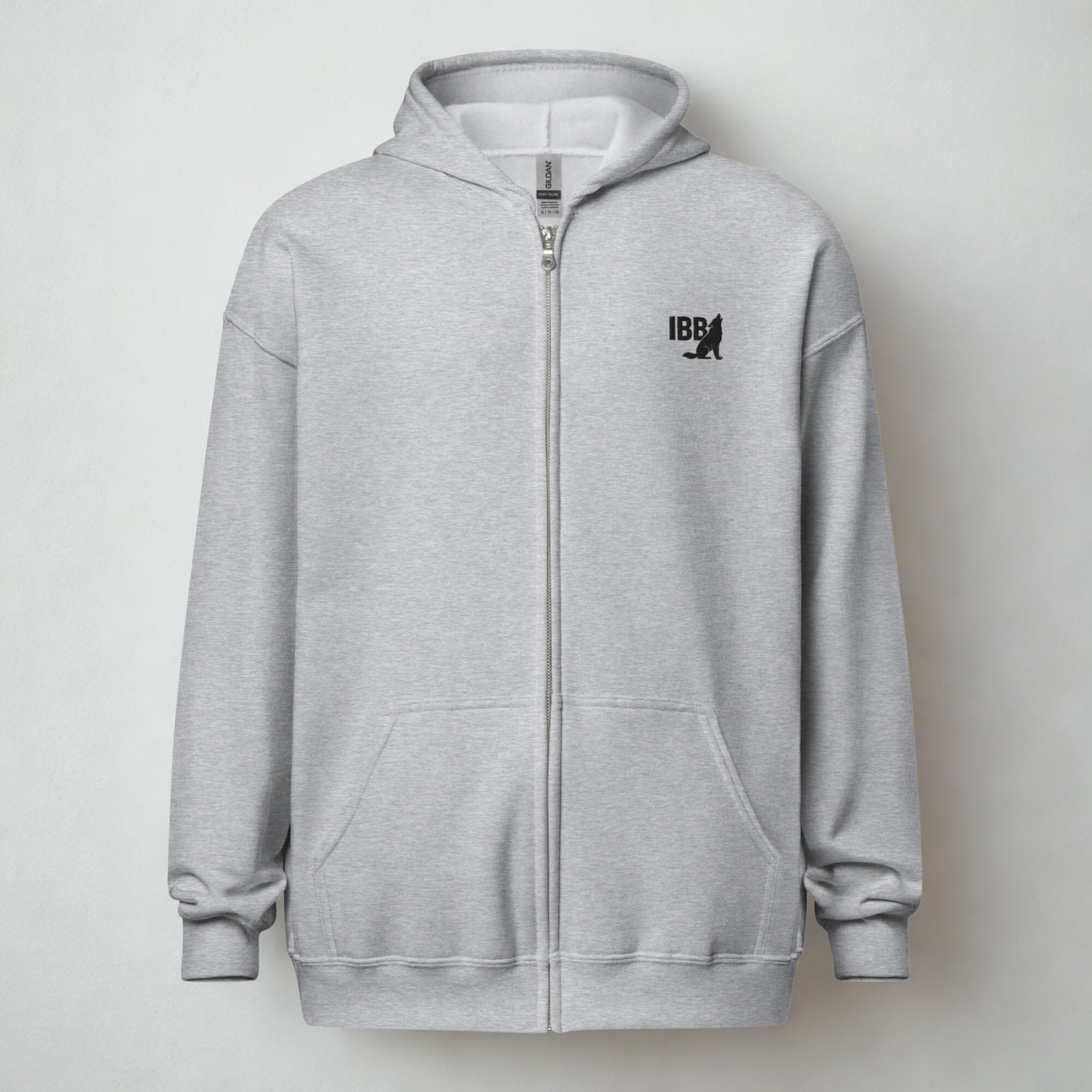 IBB Heavy-Blend Zip Hoodie frontblack Logo