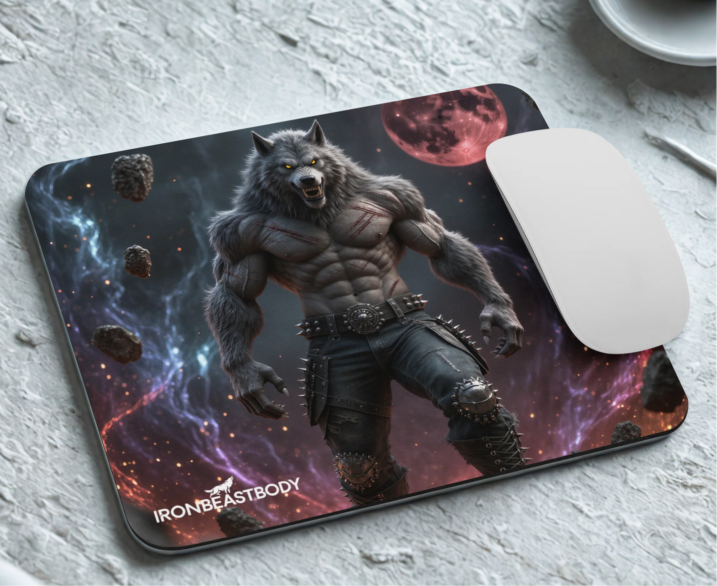 Mauspad Blutmond Wolf