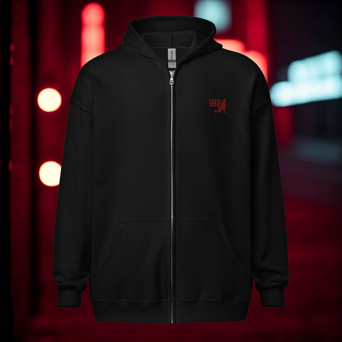 IBB Heavy-Blend Zip Hoodie Red Logo
