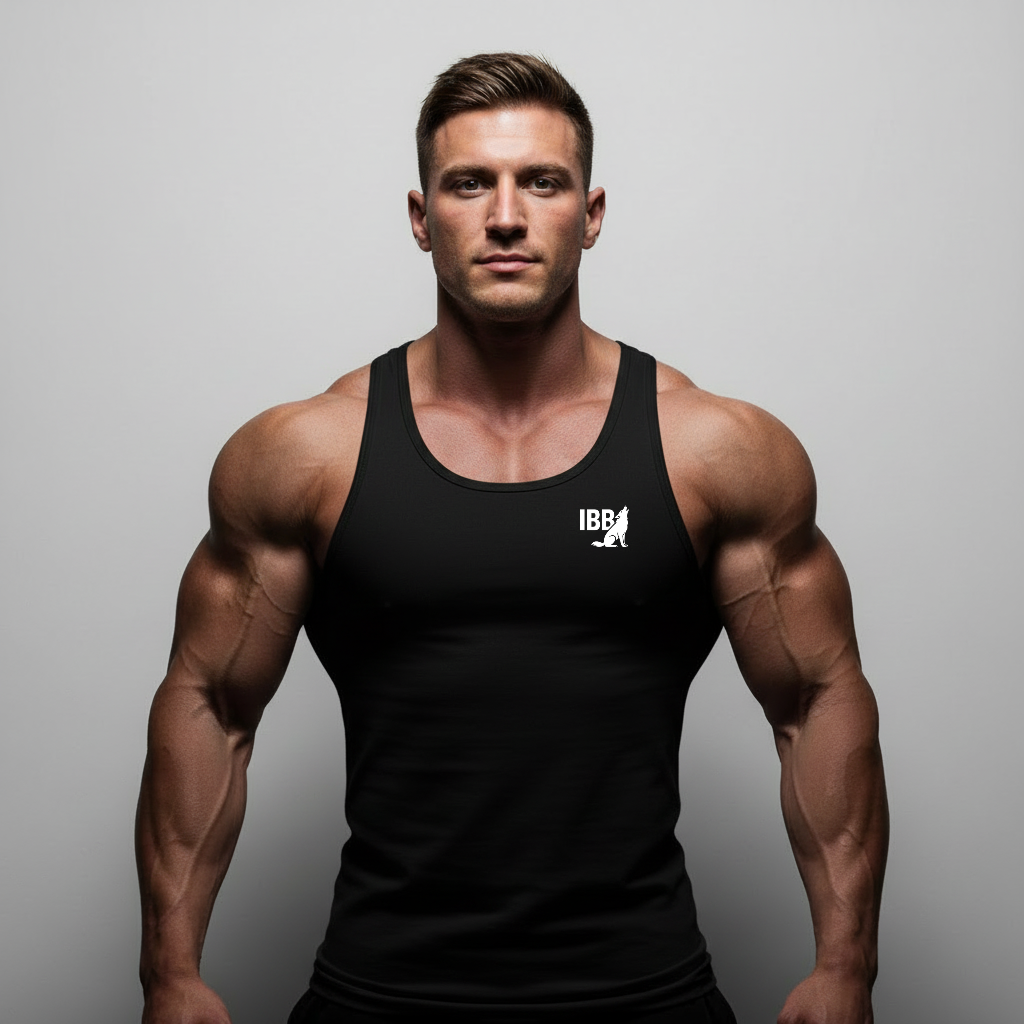 IRON BEAST BODY Minimal Edge Tanktop - Premium Fitness Tanktop in weißem kleinen Logo