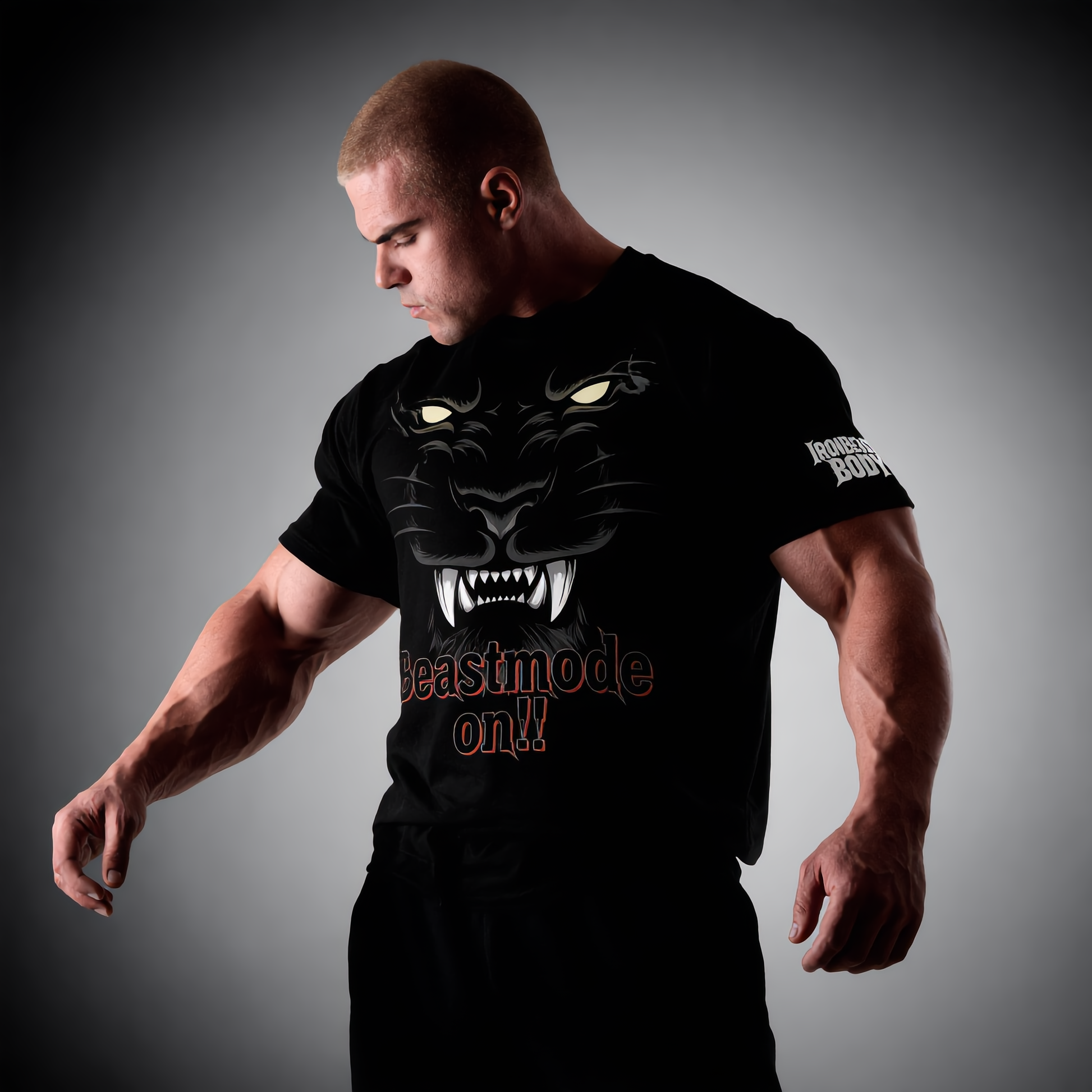 IRON BEAST BODY Beast Mode Lion T-Shirt - Premium Fitness Shirt mit Löwen-Motiv
