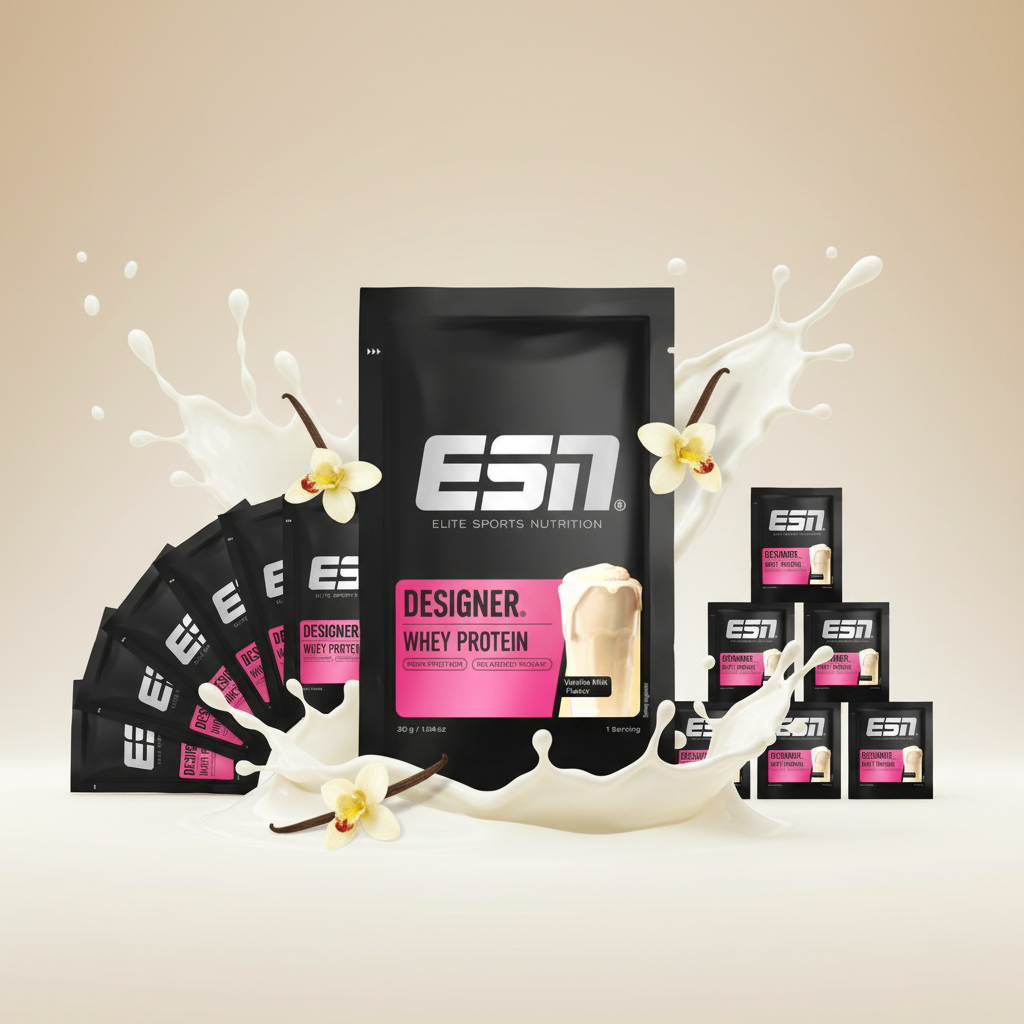 ESN Designer Whey 10 x 30g Probe Vanilla Milk - Premium Whey Protein Probier-Set mit 10 Einzelportionen
