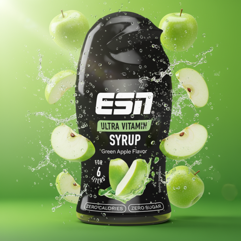 ESN Ultra Vitamin Syrup 65ml Grüner Apfel - Zuckerfreier Getränkesirup mit B-Vitaminen, 0% Zucker & Kalorien
