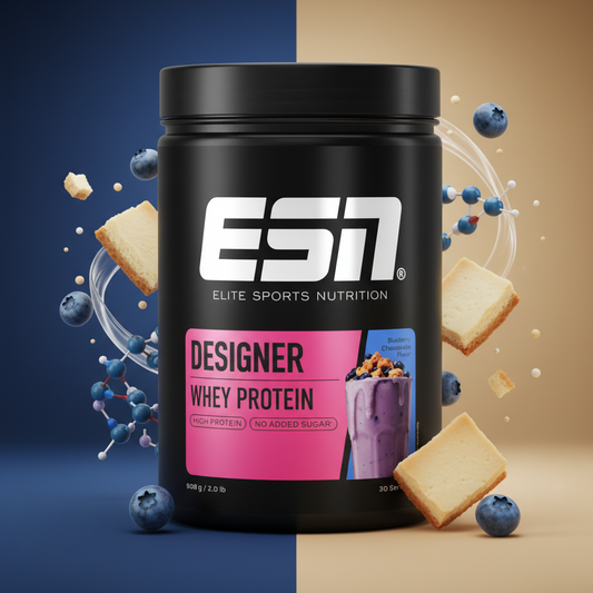 ESN Designer Whey 908g Blaubeer-Käsekuchen - Premium Whey Protein für Muskelaufbau und Regeneration
