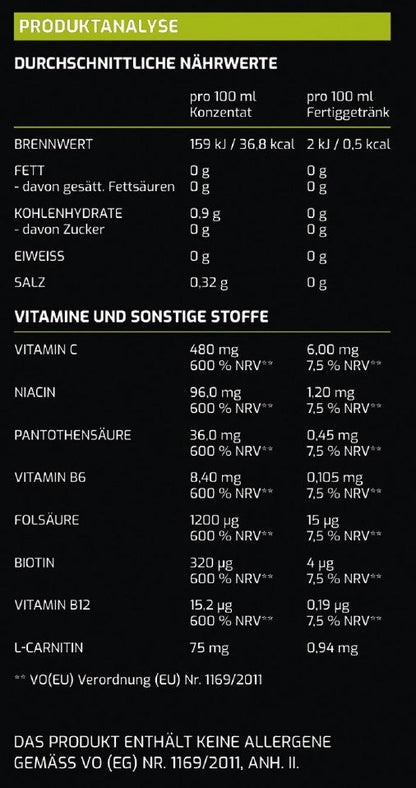 Fitness Getränkekonzentrat - Eistee Pfirsich - mit 7 wertvollen Vitaminen ergibt 80 Liter