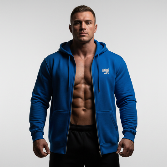 IRON BEAST BODY Arctic Force Zip Hoodie - Premium Fitness Zip-Hoodie in Hellblau
