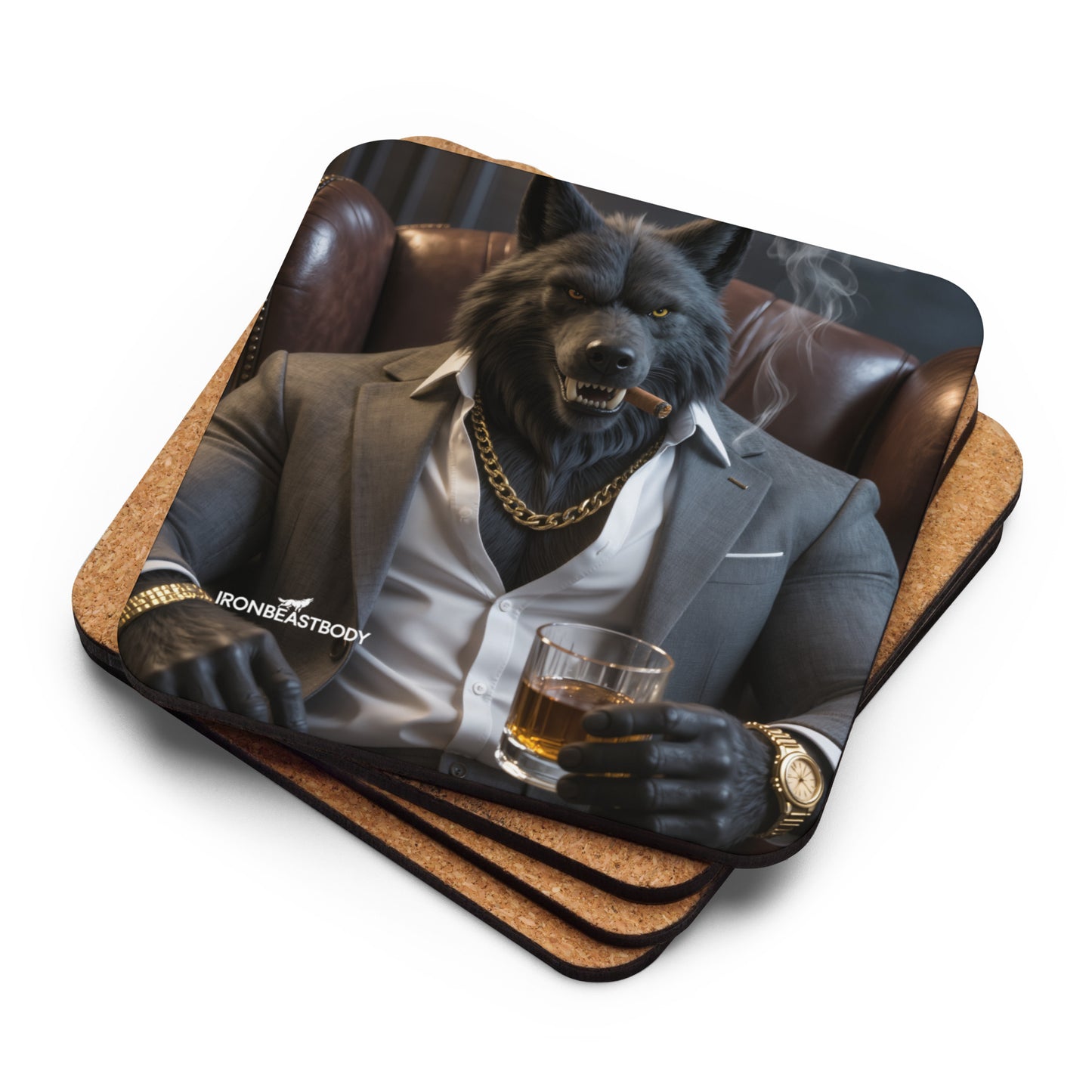 Alpha Boss Wolf Untersetzer 4er Set - IRON BEAST BODY