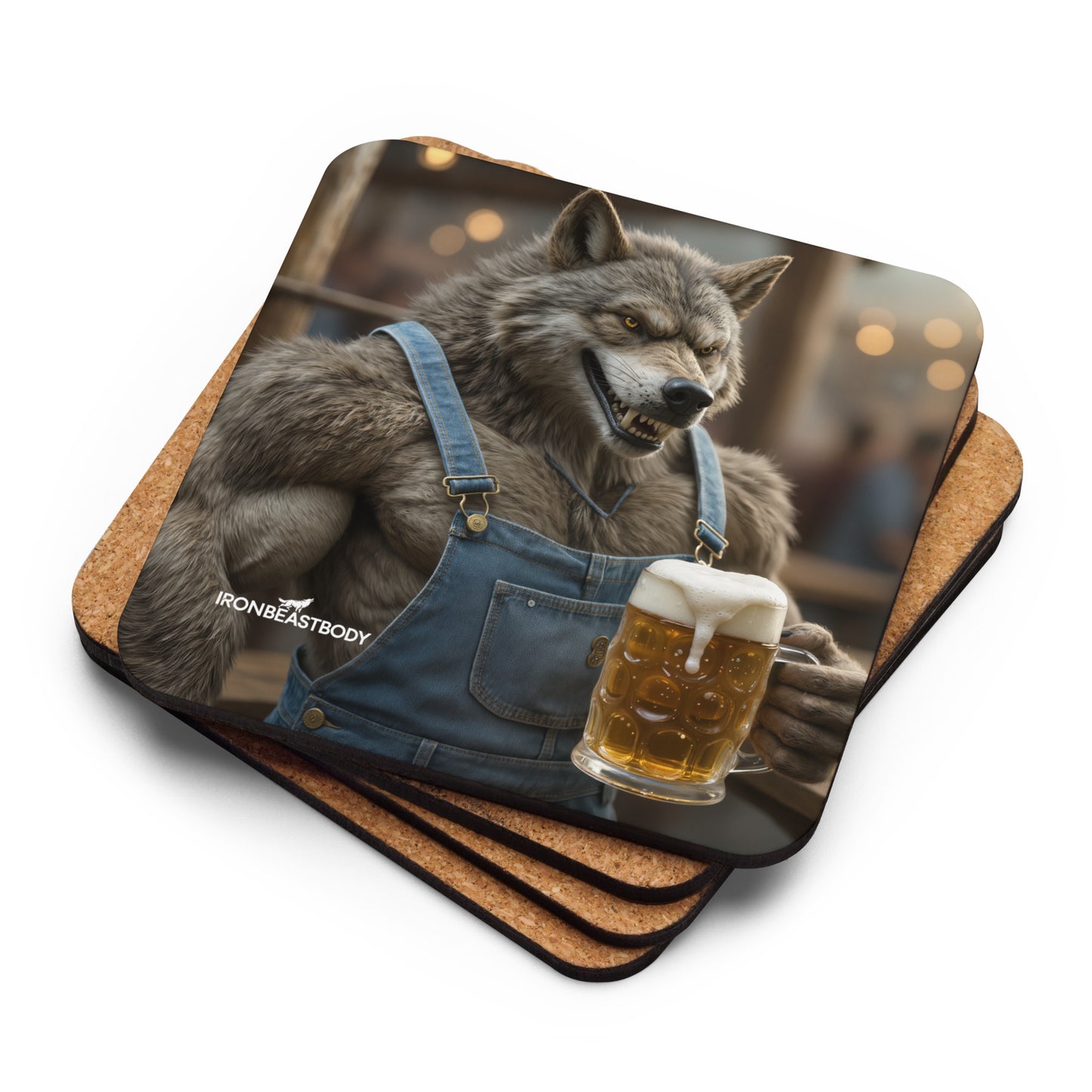 Beer Worker Wolf Untersetzer 4er Set - IRON BEAST BODY