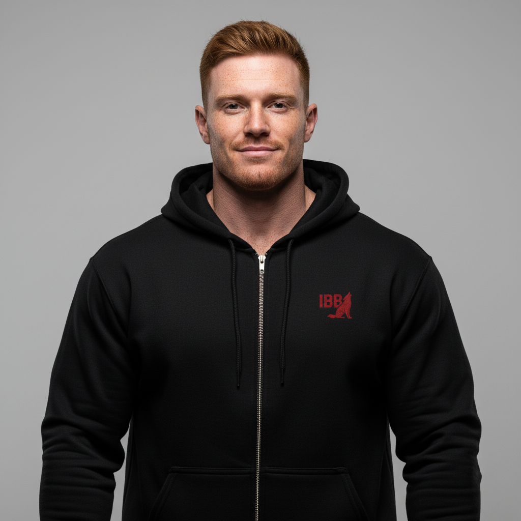 IRON BEAST BODY Crimson Beast Zip Hoodie - Premium Fitness Zip-Hoodie in Rotem logo
