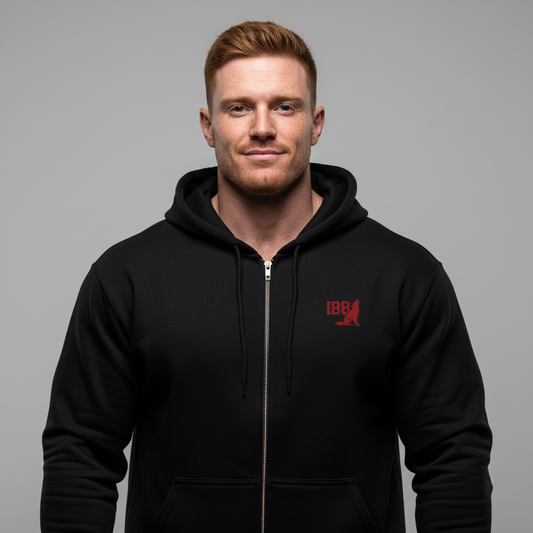 IRON BEAST BODY Crimson Beast Zip Hoodie - Premium Fitness Zip-Hoodie in Rotem logo
