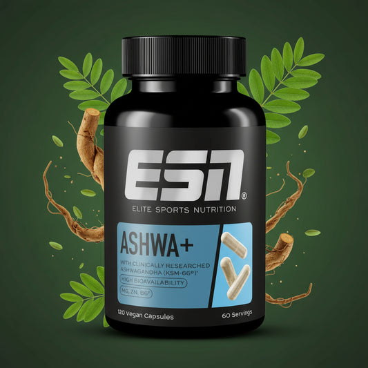 ESN Ashwa 60 Kapseln - 300mg Ashwagandha-Wurzelextrakt (KSM-66®) mit Magnesium, Zink und Vitamin B6
