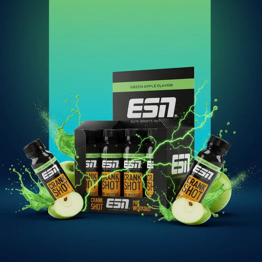 ESN Crank Shot Pre Workout 12x95ml - Ready to Drink mit 6,6g L-Citrullin Malat, 3,3g L-Arginin und 2g Beta Alanin

