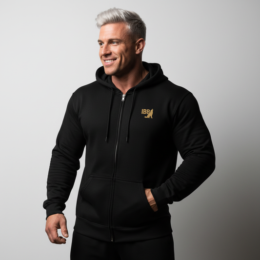 IRON BEAST BODY Golden Apex Zip Hoodie - Premium Fitness Zip-Hoodie in Gold
