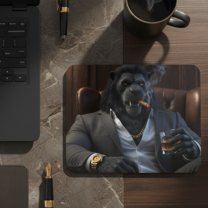 IRON BEAST BODY Gaming-Mauspad - Black Lion Boss Premium Mousepad