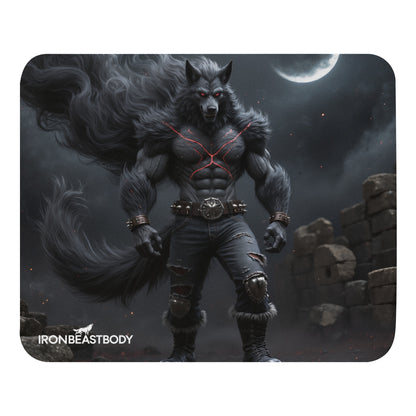 IRON BEAST BODY Mousepad mit Demon Wolf Design - Frontansicht 22x18cm
