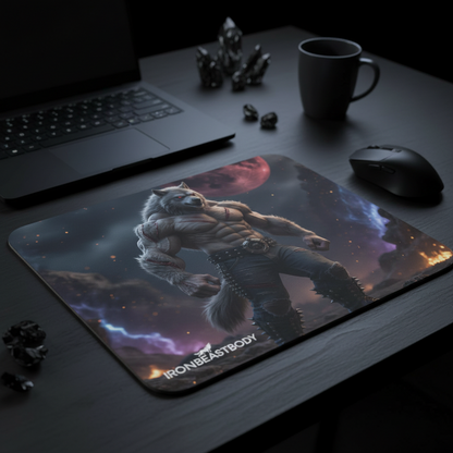 IRON BEAST BODY Full Moon Wolf Mousepad - Premium Gaming Mauspad mit Vollmond-Wolf-Motiv
