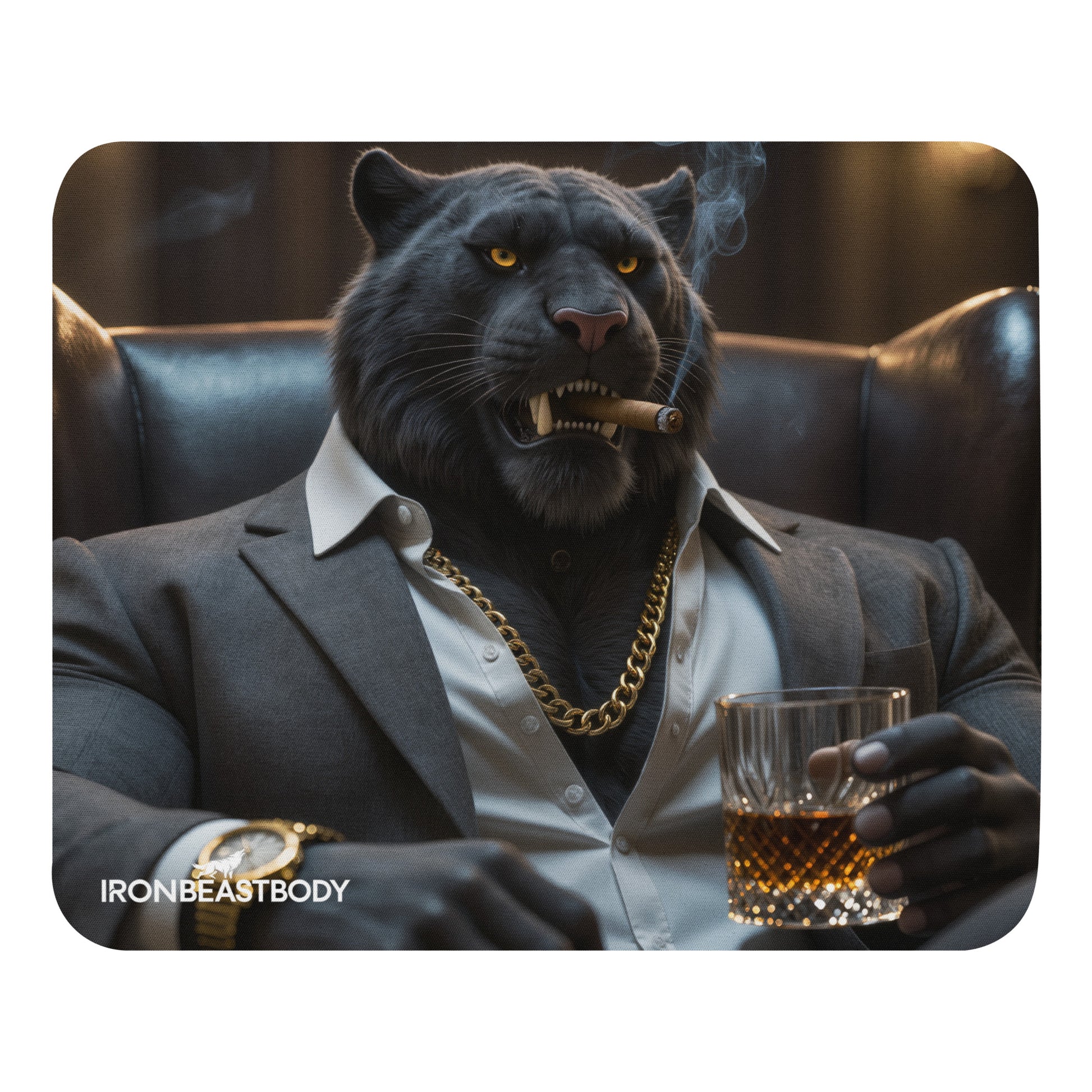 IRON BEAST BODY Mousepad mit Boss Tiger Design - Frontansicht 22x18cm

