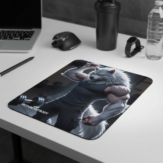 IRON BEAST BODY Fitness Wolf Mousepad - Premium Gaming Mauspad mit Fitness-Wolf-Motiv

