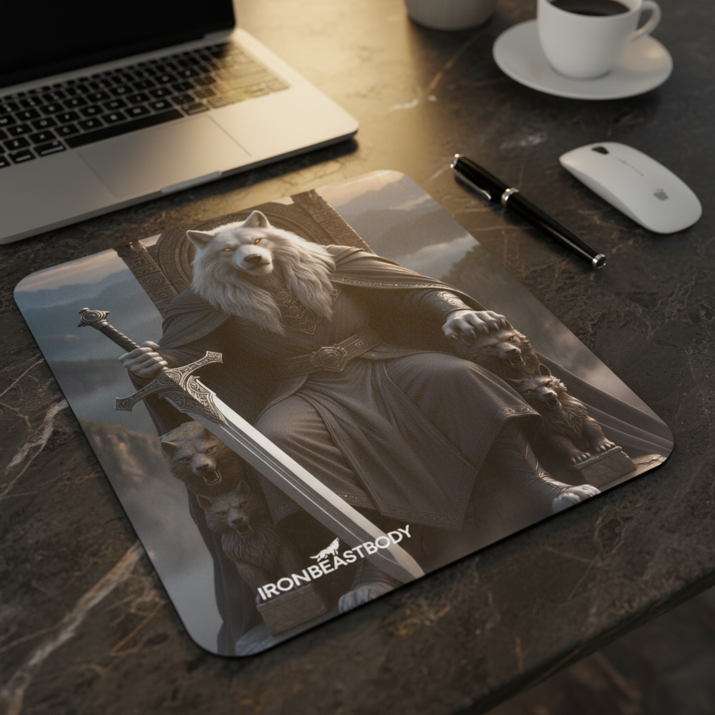 IRON BEAST BODY King Wolf Mousepad - Premium Gaming Mauspad mit König-Wolf-Motiv
