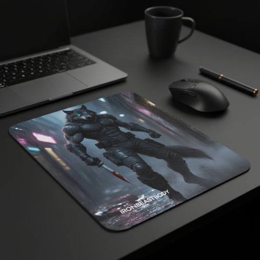 IRON BEAST BODY Mousepad mit Killer Wolf Design - Frontansicht 22x18cm
