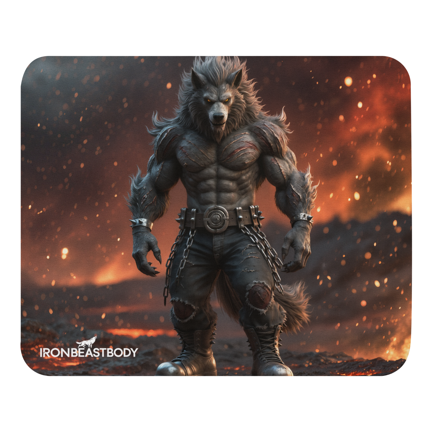 Mauspad Feuer Wolf