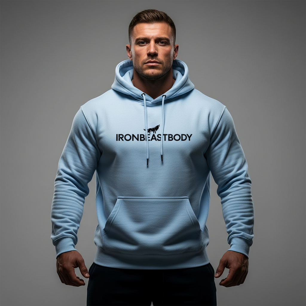 IRON BEAST BODY Shadow Core Hoodie - Premium Fitness Hoodie in Schwarzem Logo
