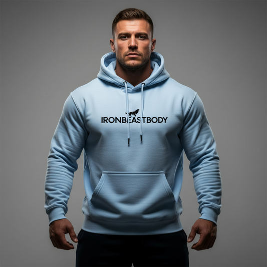 IRON BEAST BODY Shadow Core Hoodie - Premium Fitness Hoodie in Schwarzem Logo
