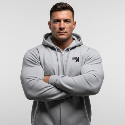 IRON BEAST BODY Shadow Strike Zip Hoodie - Premium Fitness Zip-Hoodie in Schwarzem Logo
