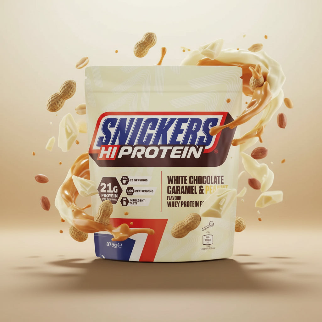 Snickers White Chocolate Protein Powder - 21g Protein pro Portion mit weißer Schokolade, Karamell und Erdnuss
