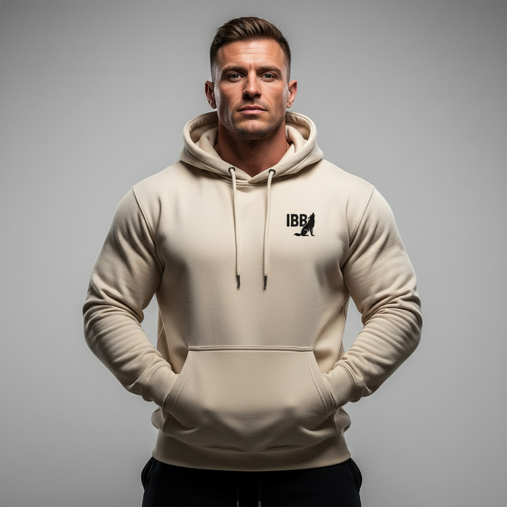IRON BEAST BODY Stealth Core Hoodie - Premium Fitness Hoodie in Schwarzem logo
