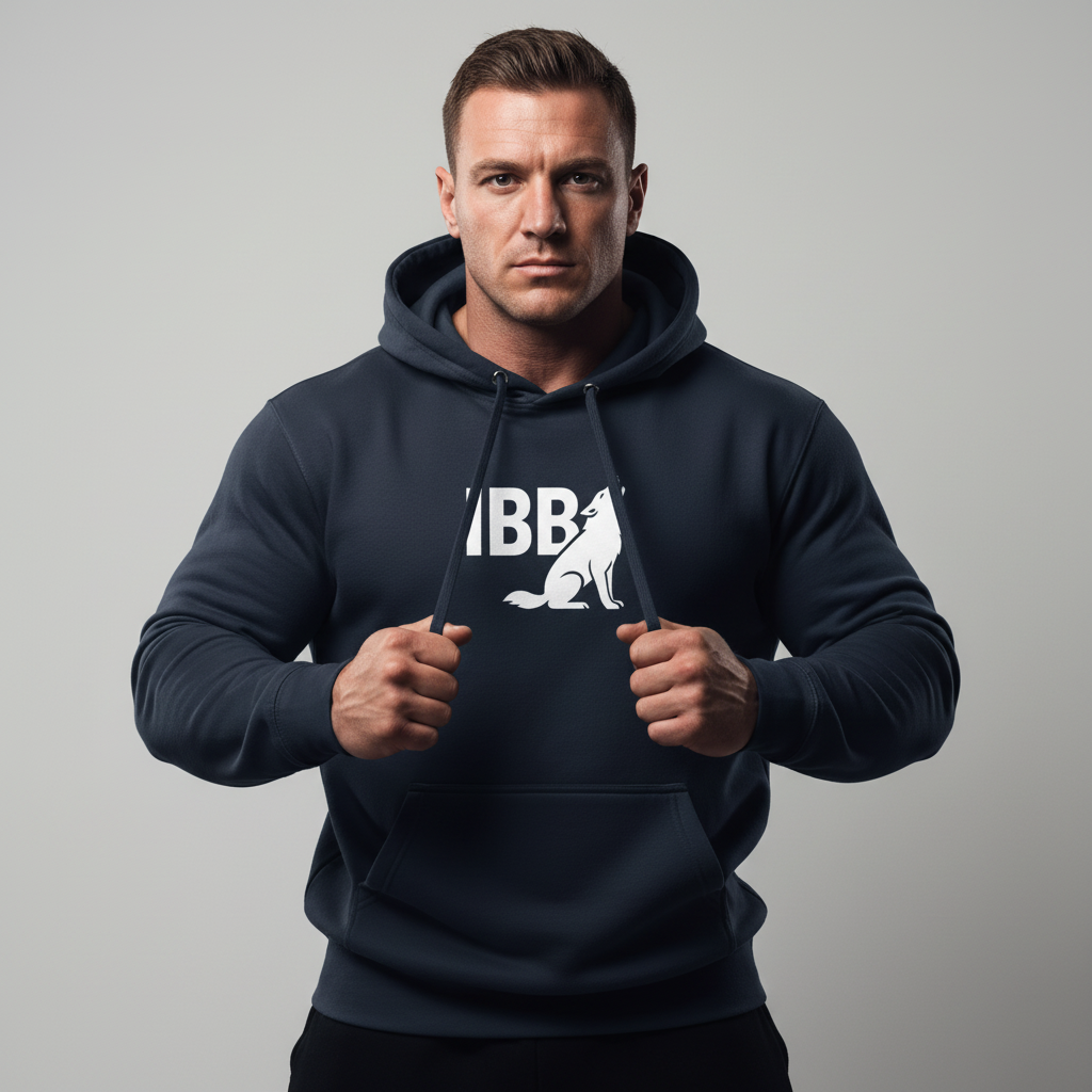 IRON BEAST BODY Strong Dominance Hoodie - Premium Fitness Hoodie in weißem Logo
