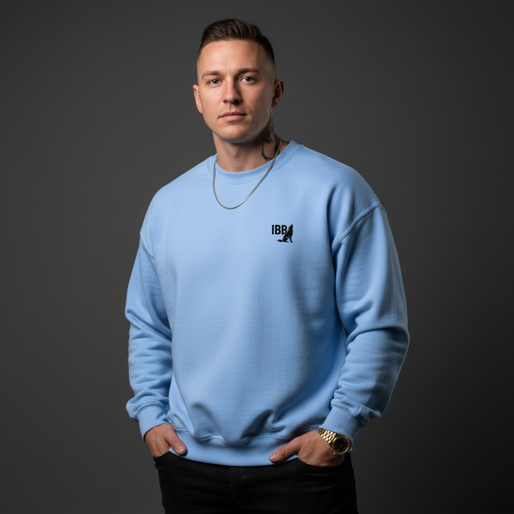 Core Comfort Pullover Carolina Blau - IRON BEAST BODY Premium Fitness Sweatshirt Model
