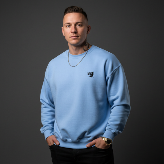 Core Comfort Pullover Carolina Blau - IRON BEAST BODY Premium Fitness Sweatshirt Model

